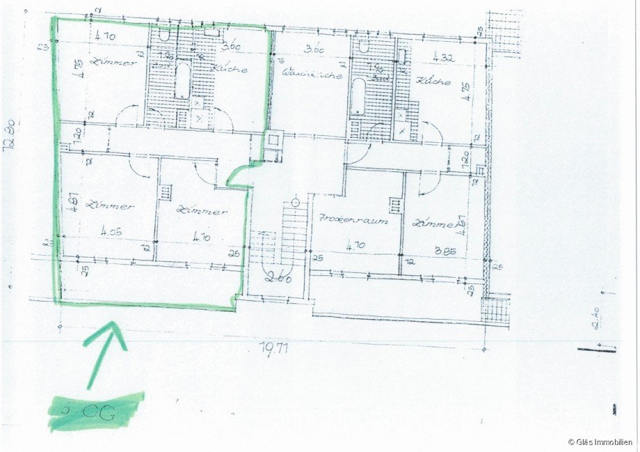 Grundriss 5 OG links Etagenwohnung Saarbr�cken / Sankt Johann