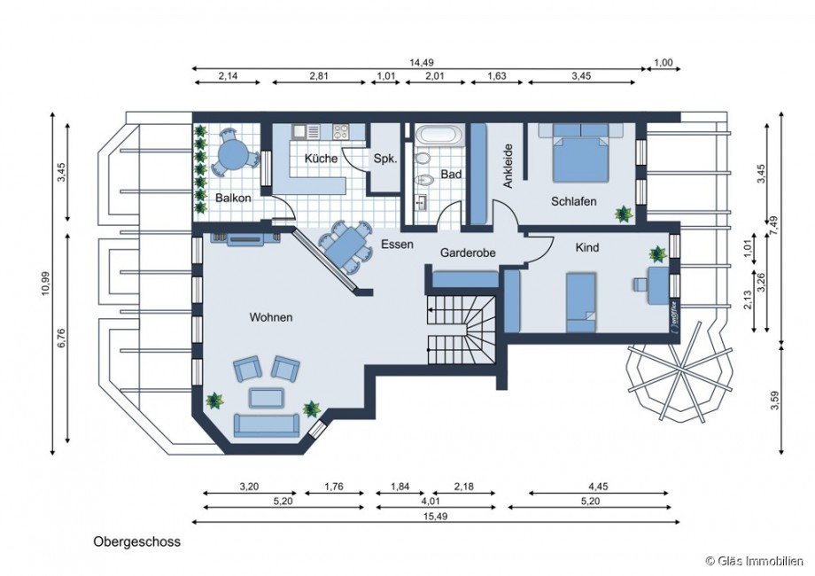 Grundriss 1. Geschoss Maisonettewohnung Saarlouis