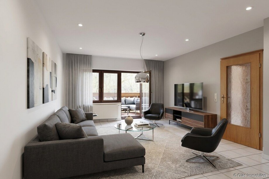 Wohn-/Esszimmer mit Zugang zum Balkon Etagenwohnung V�lklingen