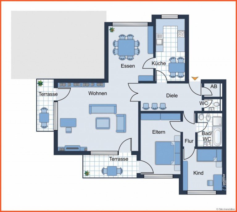 Grundriss Saarbr�cken / Sankt Arnual Erdgeschosswohnung Sankt Arnual - Gro�z�gig geschnittene Erdgeschosswohnung mit 2 Balkonen und fantastischer Fernsicht!