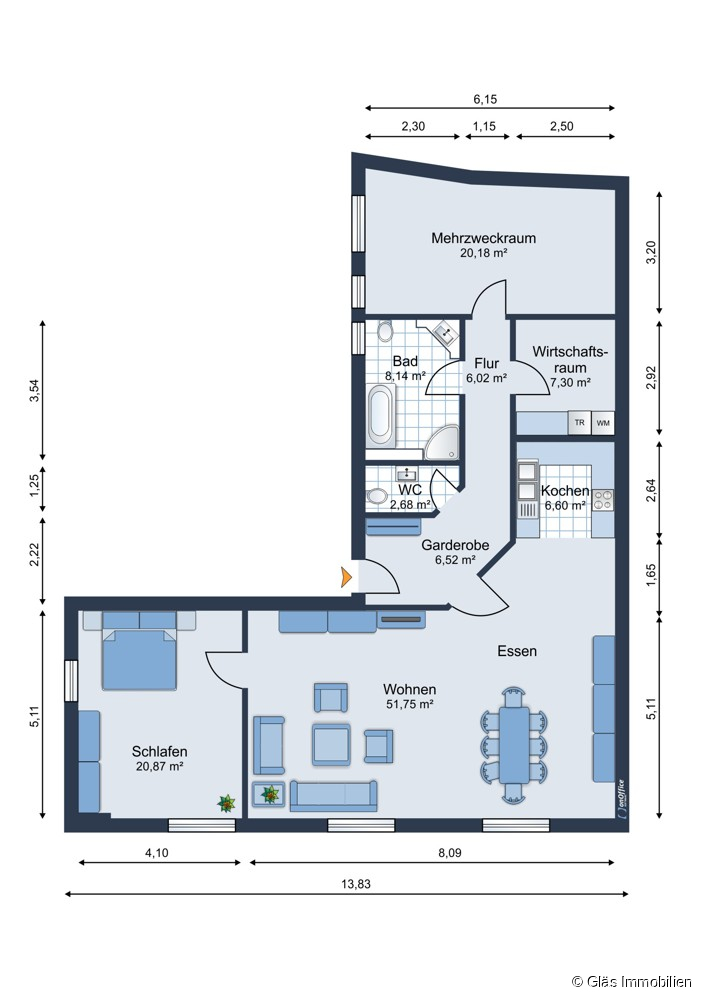 Grundriss Erdgeschosswohnung Gro�rosseln