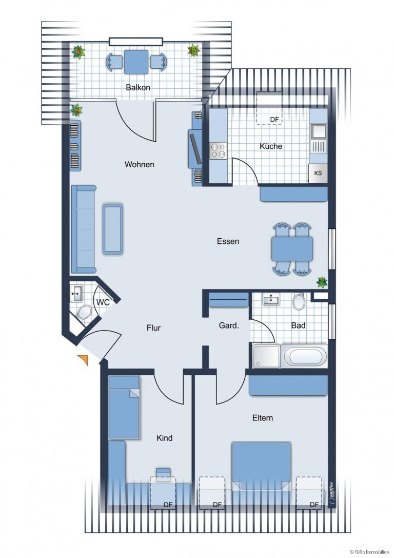Grundriss Saarbr�cken / Klarenthal Dachgeschosswohnung Klarenthal - Schicke Eigentumswohnung mit �berdachter Loggia in absolut ruhiger Wohnlage!