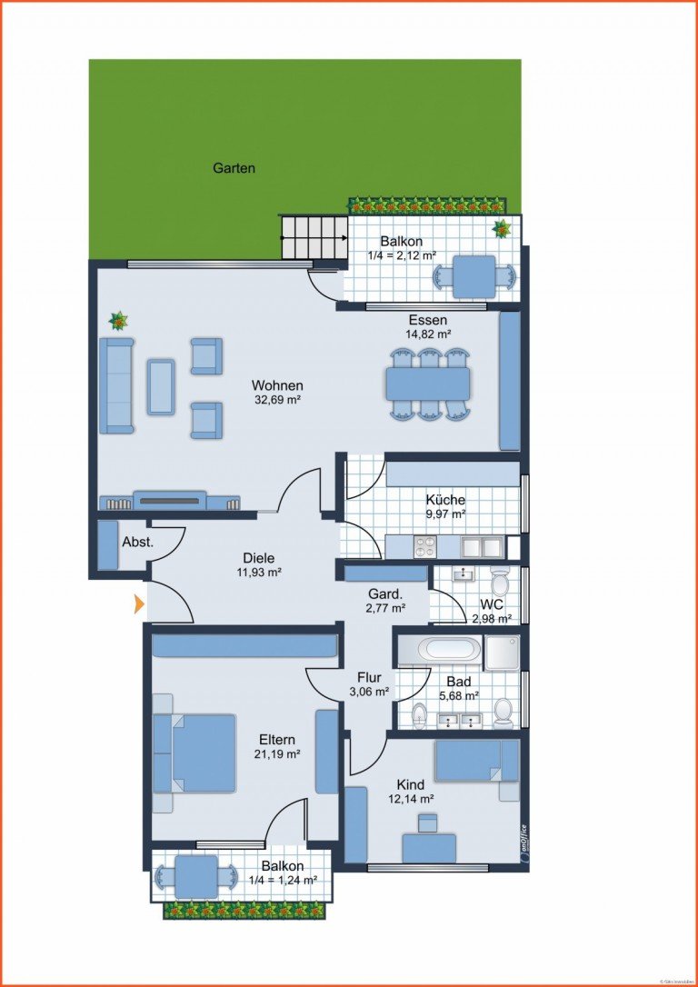 Grundriss Saarbr�cken Erdgeschosswohnung Bestlage Rotenb�hl - Hochwertige Erdgeschosswohnung mit eigenem Gartenanteil, Garage und Hobbyraum!